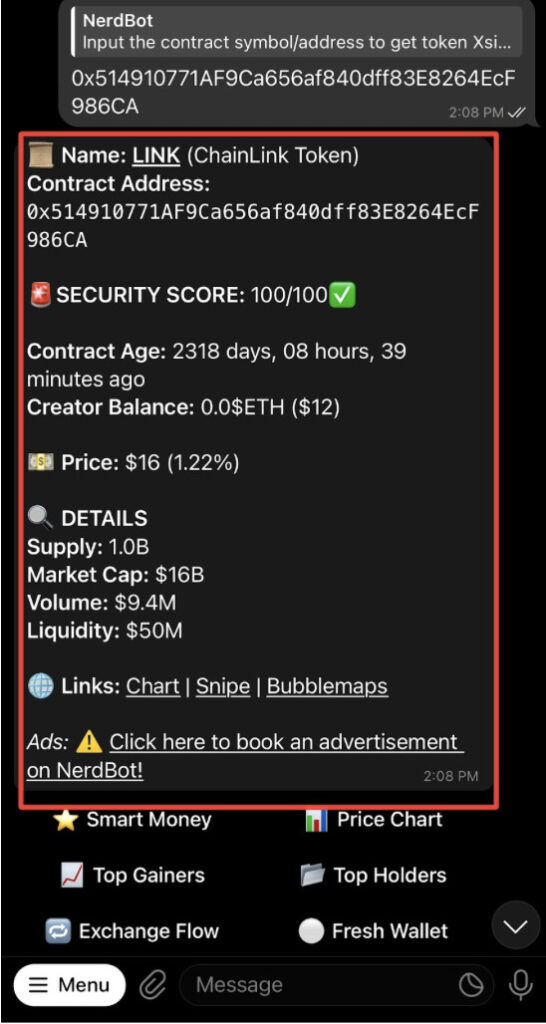 nerd bot token xsight result