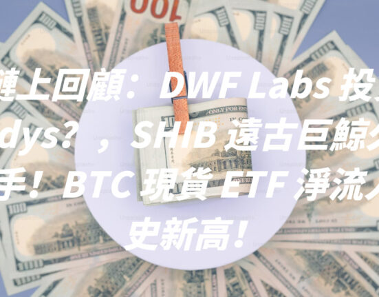 鏈上回顧：DWF Labs 投資 Ladys？，SHIB 遠古巨鯨久違出手！BTC 現貨 ETF 淨流入歷史新高！