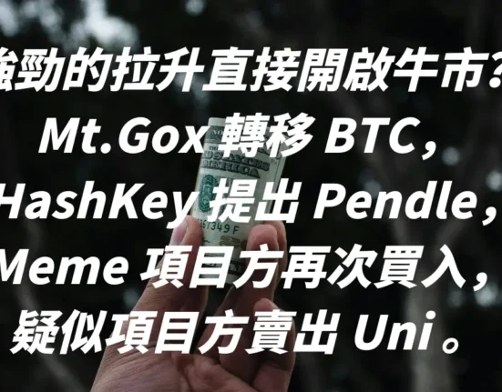 強勁的拉升直接開啟牛市？Mt.Gox 轉移 BTC，HashKey 提出 Pendle，Meme 項目方再次買入，疑似項目方賣出 Uni 。