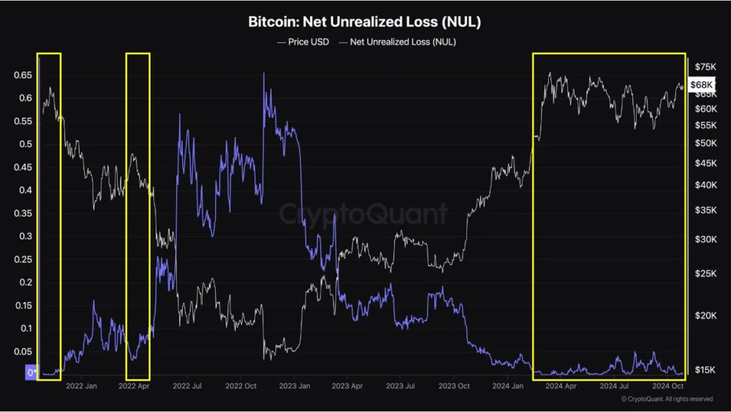 比特幣的淨未實現虧損 Net Unrealized Loss