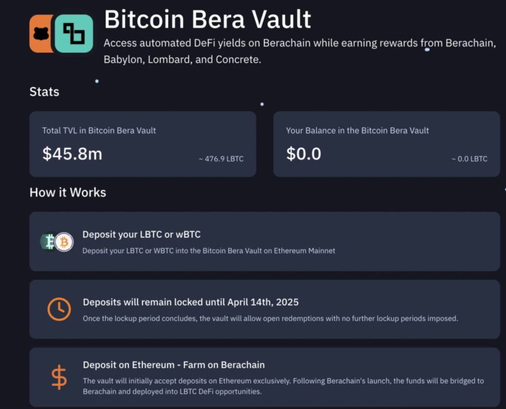 Berachain - Lombard Finance Vault 